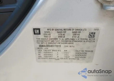 2014 Chevrolet Equinox 2Lt из США, поврежденный, VIN 2GNALCEK4E6179916